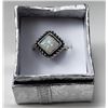 Image 1 : 21)  SILVER TONE & WHITE FIRE OPAL RING