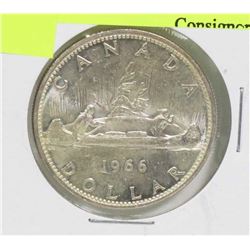 1966 CANADIAN SILVER DOLLAR COIN.