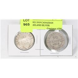 LOT OF TWO 1919 CANADIAN NEWFOUNDLAND SILVER