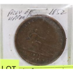 PROVINCE OF UPPER CANADA 1852 PENNY.