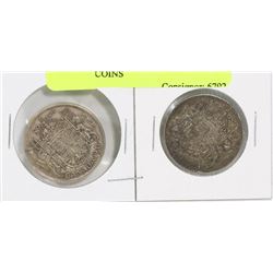 LOT OF TWO 1941 CANADIAN SILVER 50 CENT COINS