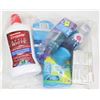 Image 1 : BAG WITH ASSORTED SHAVING SUPPLIES, MOUTHWASH