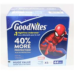 CASE OF 44 MARVEL XS NIGHTTIME UNDERWEAR FOR BOYS