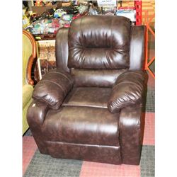 NEW BROWN LEATHERETTE RECLINING 33" SOFA CHAIR