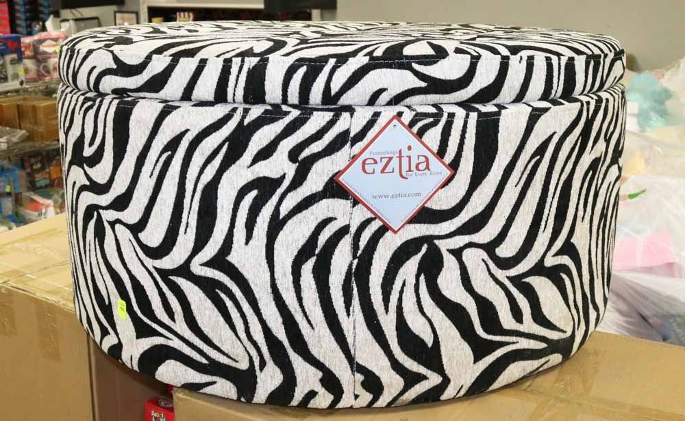 NEW ZEBRA PATTERN STORAGE OTTOMAN