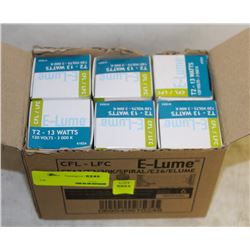 CASE(6) OF E-LUME SPIRAL-STYLE 13W CFL BULBS