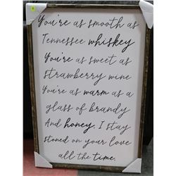 23 X 36 RUSTIC FRAMED PICTURE "SMOOTH AS