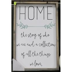 15 X 23 RUSTIC FRAMED PICTURE "HOME, THE STORY