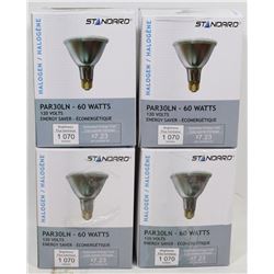 LOT OF 4 STANDARD 60 WATT HALOGEN BULBS