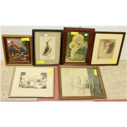 LOT OF 6 VINTAGE PICTURES INCL. PETIT POINT