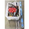 Image 1 : BIN OF ASSORTED TOOLS /10 CANS OF MARKING PAINT