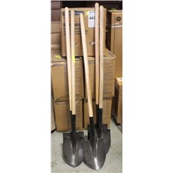 GROUP OF 5 NEW 57" WOOD-HANDLED SHOVELS