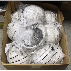 LARGE BOX OF NEW WHITE HARDHATS W/ LINERS