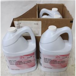 FOUR 1-GALLON JUGS OF SOFTCARE PINK HANDSOAP