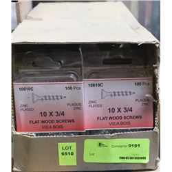 ONE CASE OF 10X3/4" FLAT WOOD SCREWS