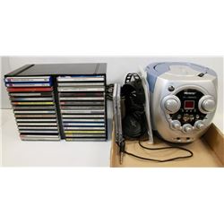 PORTABLE CD PLAYER W/ HEADPHONES & CD'S