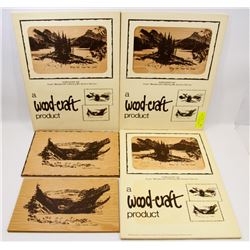 LOT OF 8 WOODCRAFT EMBOSSED WOOD ART OF THE ROCKY