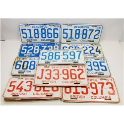 BOX OF VINTAGE BC LICENSE PLATES