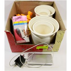 LOT OF COLOURED CERAMIC CANISTERS + MORE...