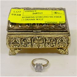 SIZE 7 WOMENS STERLING SILVER RING 4.1 GRAMS W/CZ