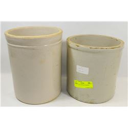 TWO SMALL VINTAGE CROCKS