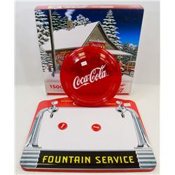 COCA COLA PUZZLE, FRISBEE AND WALL HANGING