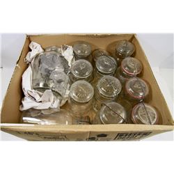 BOX OF VINTAGE SAFETY SEAL JARS