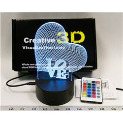 NEW 3D VISUAL RGB NIGHT LIGHT WITH REMOTE