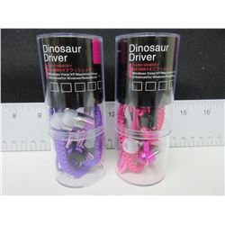 2 New Zippered Headphones Dinosaur Driver / Excellent Stocking Stuffers