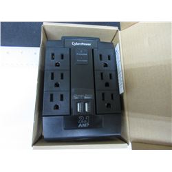 New Cyber Power 8 outlet Swivel surge wall tap with 2 USB Charge ports