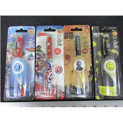 4 Great Stocking Stuffers Projector Pens Walking Dead , Avengers , Smiley
