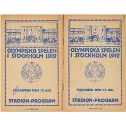 Stockholm 1912 Summer Olympics Pair of Programs