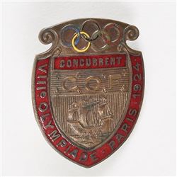 Paris 1924 Summer Olympics Participation Badge