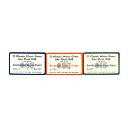 Lake Placid 1932 Winter Olympics Celluloid Ticket Set