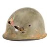 Image 8 : WWII US M1 Fixed Bail Helmet with Bullet Strike