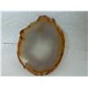 Image 1 : POLISHED AGATE SLICE - SMALL DRILLED HOLE AT TOP - 3"