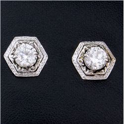 Unique 1.6ct TW Diamond Earrings in 14k White Gold