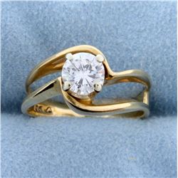 Diamond Solitaire .80 Ct Engagement Ring in 14k Yellow Gold