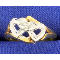 Diamond Double Heart Ring in 10k Yellow Gold