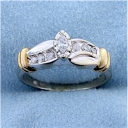 1/5 ct TW Diamond Engagement Ring in 10k White and Yellow Gold