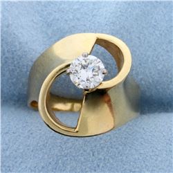 1/2 ct Solitaire Designer Diamond Ring in 14k Yellow Gold