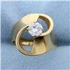 Image 1 : 1/2 ct Solitaire Designer Diamond Ring in 14k Yellow Gold