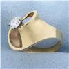 Image 2 : 1/2 ct Solitaire Designer Diamond Ring in 14k Yellow Gold