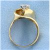Image 3 : 1/2 ct Solitaire Designer Diamond Ring in 14k Yellow Gold
