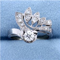 Antique 1/2 ct Total Weight Old European Cut Diamond Ring in 14k White gold