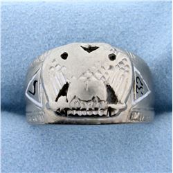 Antique 32 Degree Masonic Ring in 10k White Gold