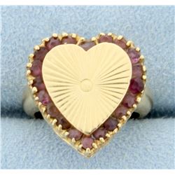 Amethyst Heart Pinky Ring in 14k Gold