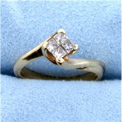 1/3ct TW Princess Cut Diamond Engagement Ring That Looks Like 1/2ct Solitaire in 14k Yellow Gold