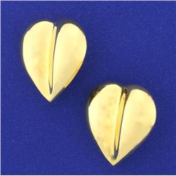 Italian Made Large Heart Earrings with French Backs in 14k Yellow Gold