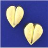 Image 1 : Italian Made Large Heart Earrings with French Backs in 14k Yellow Gold